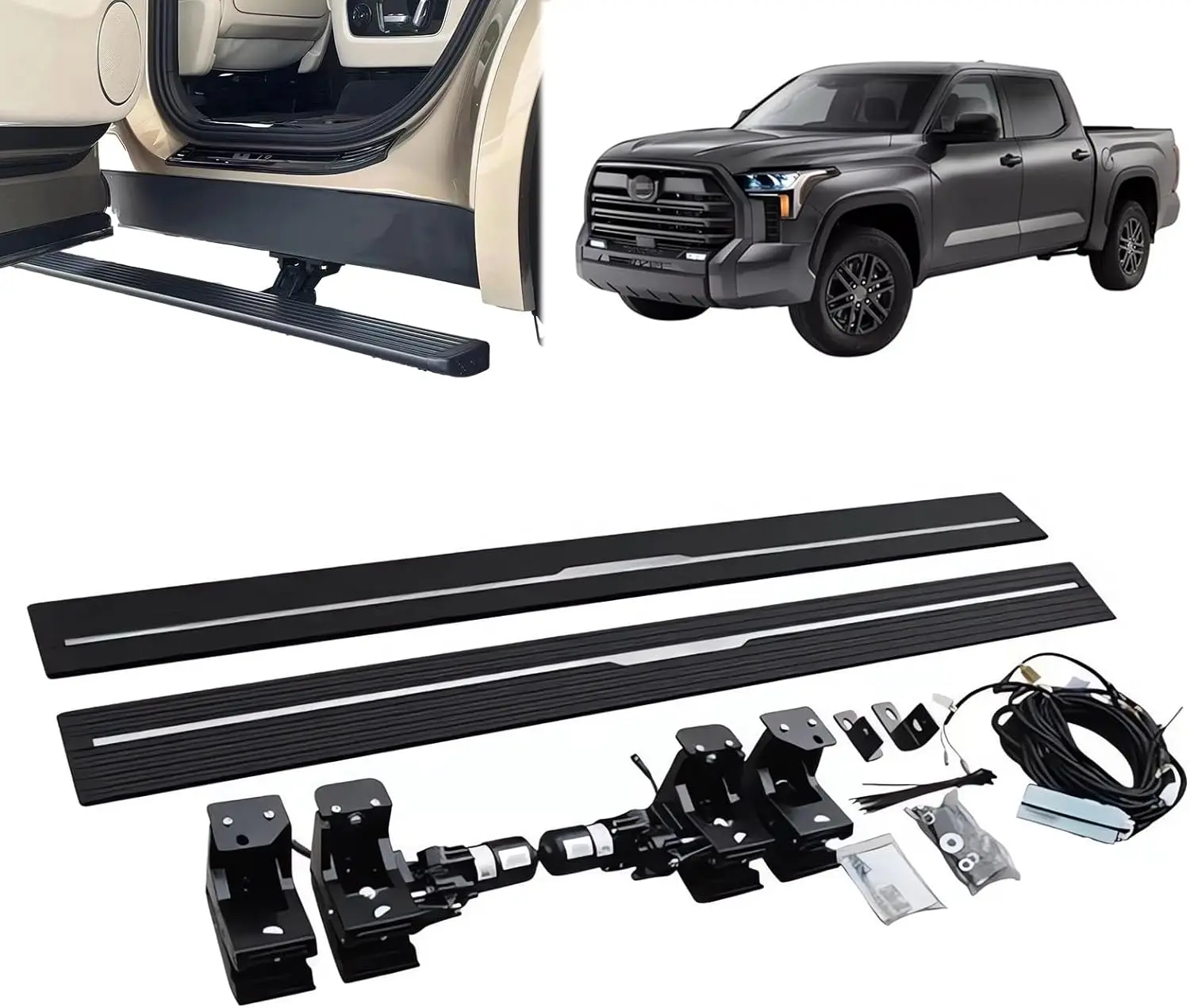 

Electric Running Board for Tundra, Deployable Side Step Nerf Bar Fits for Tundra Crew Cab 2022 2023 2024 (Black JG)