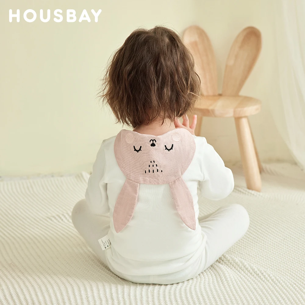 Baby Towel Muslin Cotton Kids\' Back Sweat Absorption Cute Rabbit Elephant Cartoon Design Embroideried Baby Back Sweat Towel