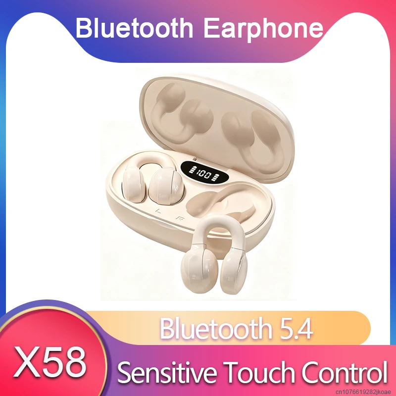 X58 Ear Clip Earphones TWS Wireless Bluetooth Music Headphones HiFi Stereo HD Microphone Call Earbuds Sports Gaming Open Headset
