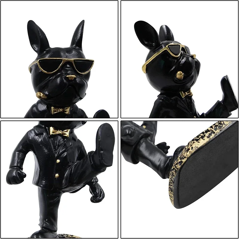 Französische Bulldogge, Schreibtisch-Dekoration, niedliche Hundeskulpturen, Telefonhalter, Tierfigur, Handy-Ständer, Heimbüro-Dekorationen – Detail 4