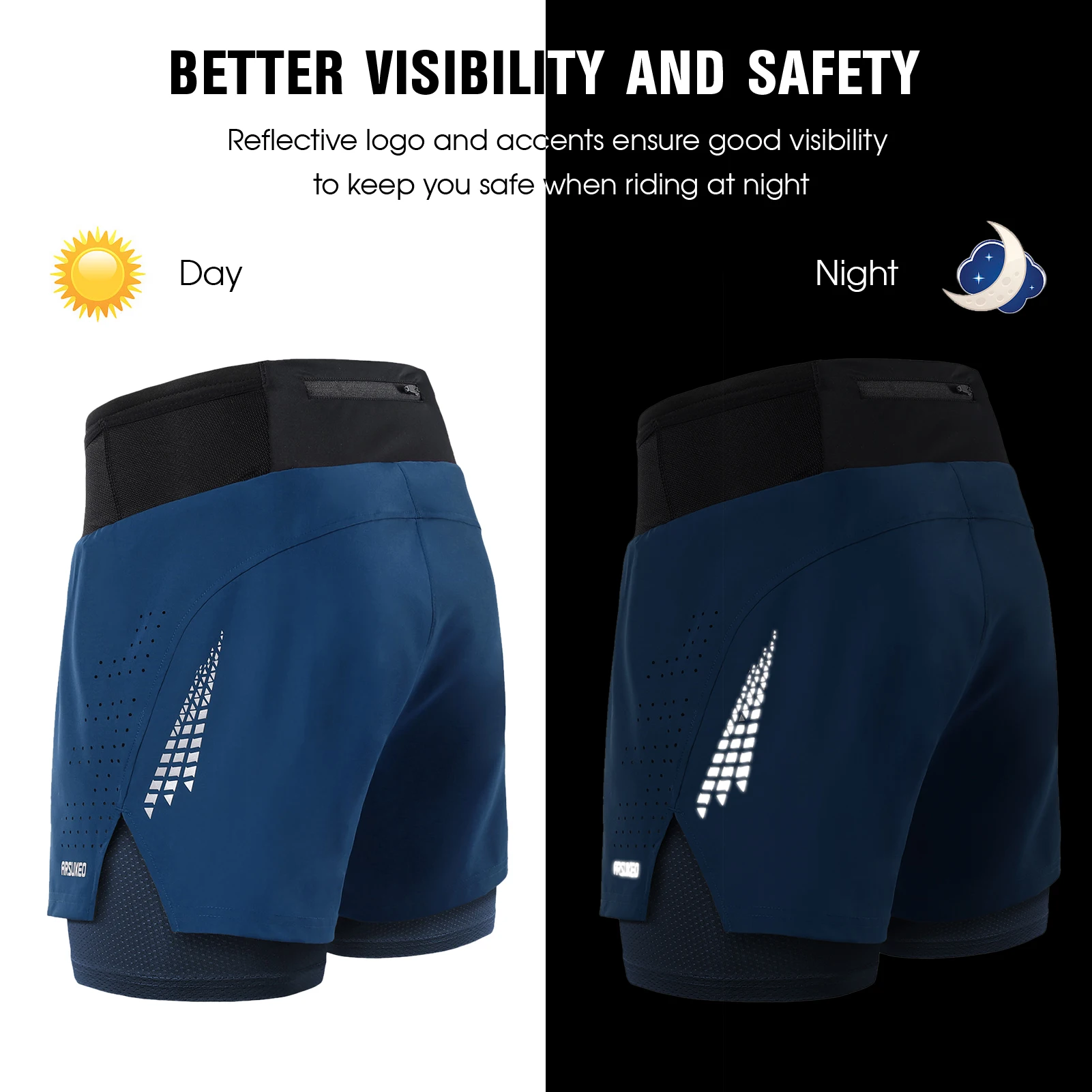 Arsuxeo Men 2 in 1 Running Shorts High Waist Athletic Shorts Sport Shorts Workout Shorts with Pockets for Gym Jogging Tennis