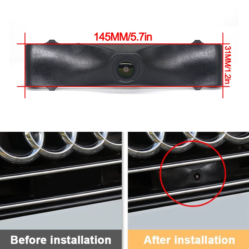 AHD Car Front View Camera Night Vision Waterproof Front Grille Camera For Audi A6 A6L C7 C8 4G Avant 2012~2018 170° Fisheye Lens