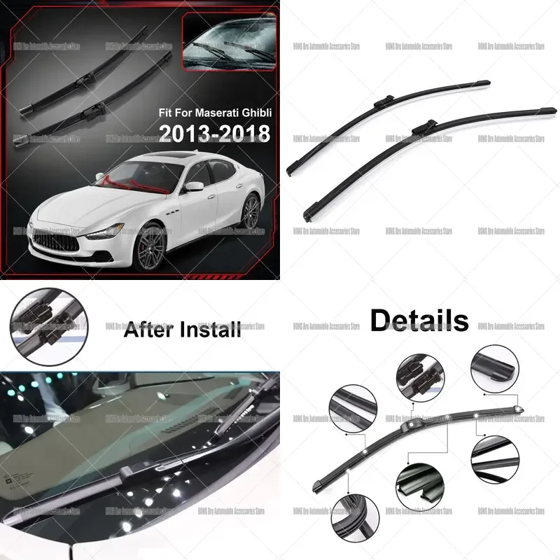 For Maserati Ghibli M157 2013-2018 Front Windshield Wiper Blades Push Button Type Replacement Auto Accessories Rain Clearing