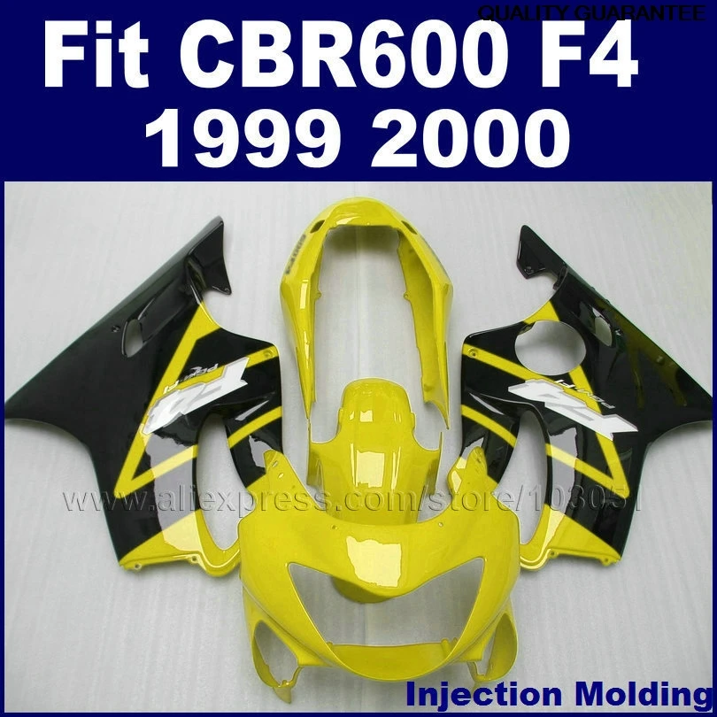

fullset Injection fairing kit for HONDA yellow black CBR600F4 1999 CBR600 F4 2000 CBR600F 99 00 fairngs body parts