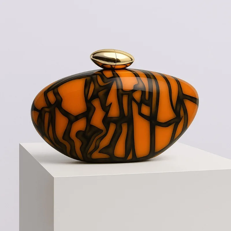 New Arrival Shell Acrylic Vening Clutch Party Bags for Women Brown Marble Acrylic Box Clutches Wedding Party Female Mini Purse
