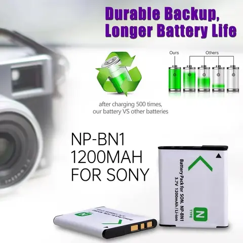 Batteria NP-BN1 da 1200 mAh per Sony DSC-QX10 QX30 DSC-TX5 T99 W830 W800 Sostituzione per Sony NP-BN Alimentazione fotocamera digitale