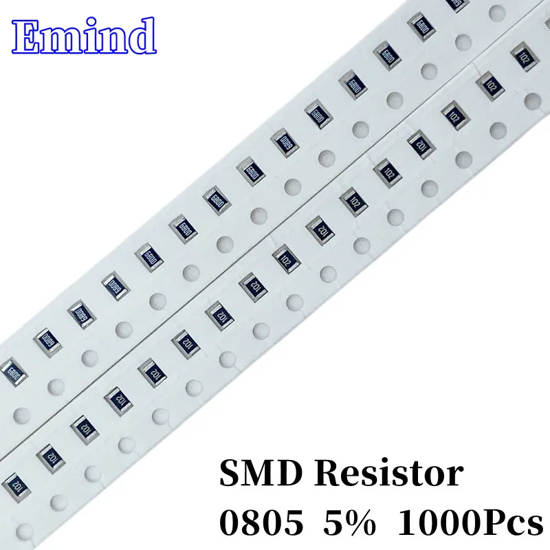 

1000Pcs 0805 5% Smd Resistor 10R 12 15 24 33 36 43 47 51 68 180Ohm 1K 1.2 2 2.2 2.4 3 3.3 3.6 4.3 4.7 5.1 6.2 6.8 7.5 8.2K 1M