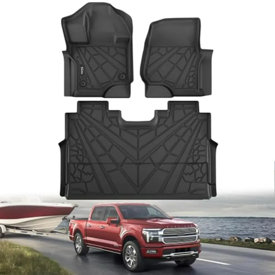 

Floor Mats for 2015-2025 2026 F-150 SuperCrew Includes 2022-2026 Lightning Custom Fit TPE All Weather Floor Liner in Black for