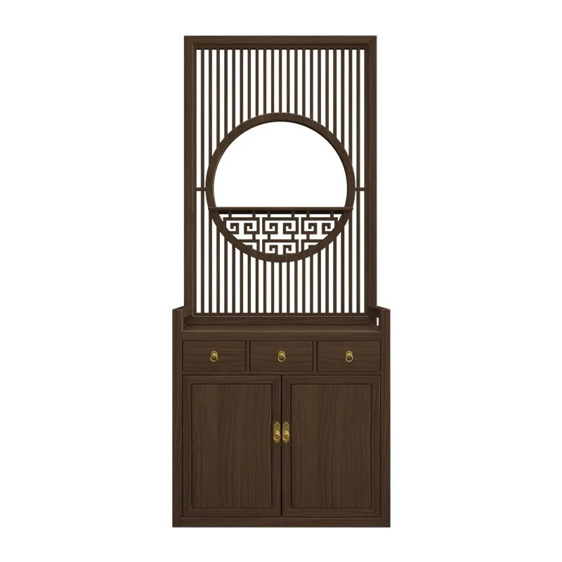 

New Chinese-style entrance cabinet, living room door, screen partition cabinet, solid wood shoe cabinet, integrated shelf,