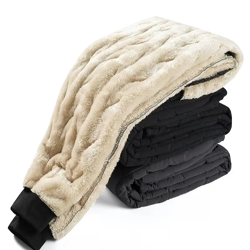 Herren-Winterhose für den Außenbereich, warm, mit Fleece gefüttert, wasserdicht, Thermohose, dicke Jogginghose, winddicht, Laufhose, Sport-Trainingshose. – Detail 13