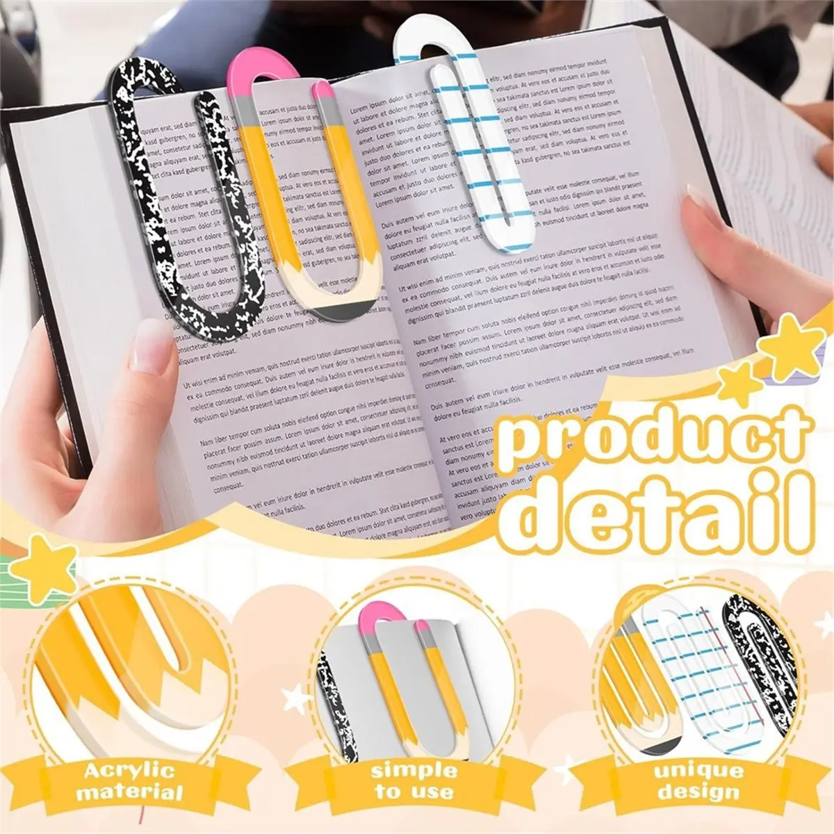 12Pcs Teacher Appreciation Gifts Jumbo Acrylic Paper Clips Teacher Gift Offices Bookmark Operation Cute Large Paperclip