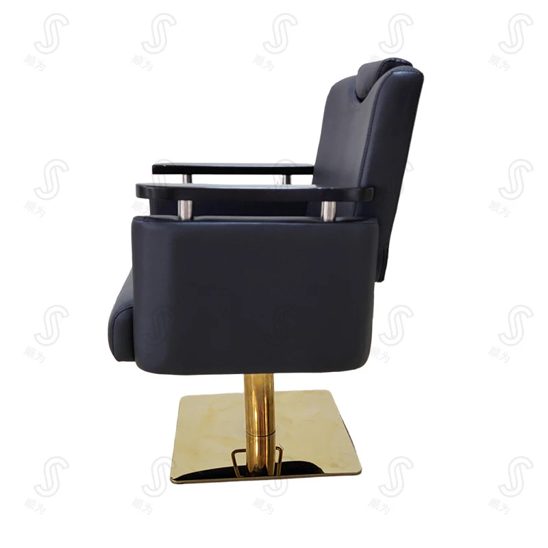 Stainless Steel Base Hairdressing Chair, Popular Online, Suitable Perming And Dyeing, Adjustable Height, Salon-Style Leather
