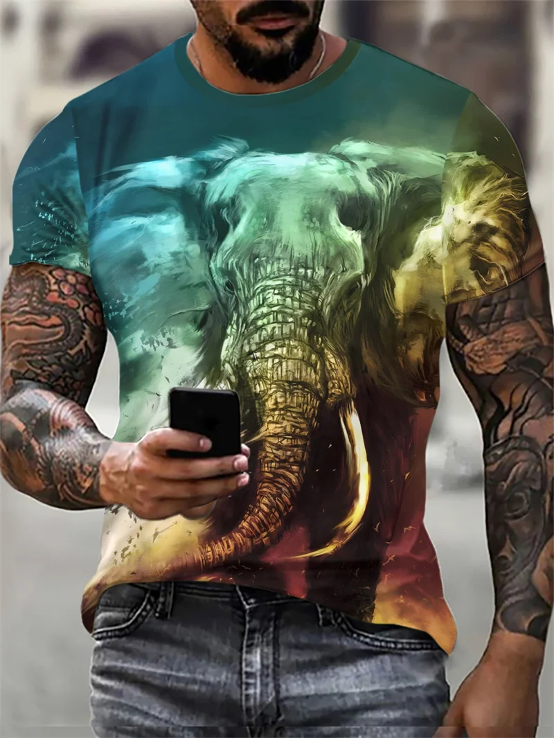 Męskie koszulki ze wzorem orangutan Śmieszne koszulki 6XL Plus Size Krótki rękaw z nadrukiem 3D Animal Street T Shirt Summer O-Neck Casual Tops