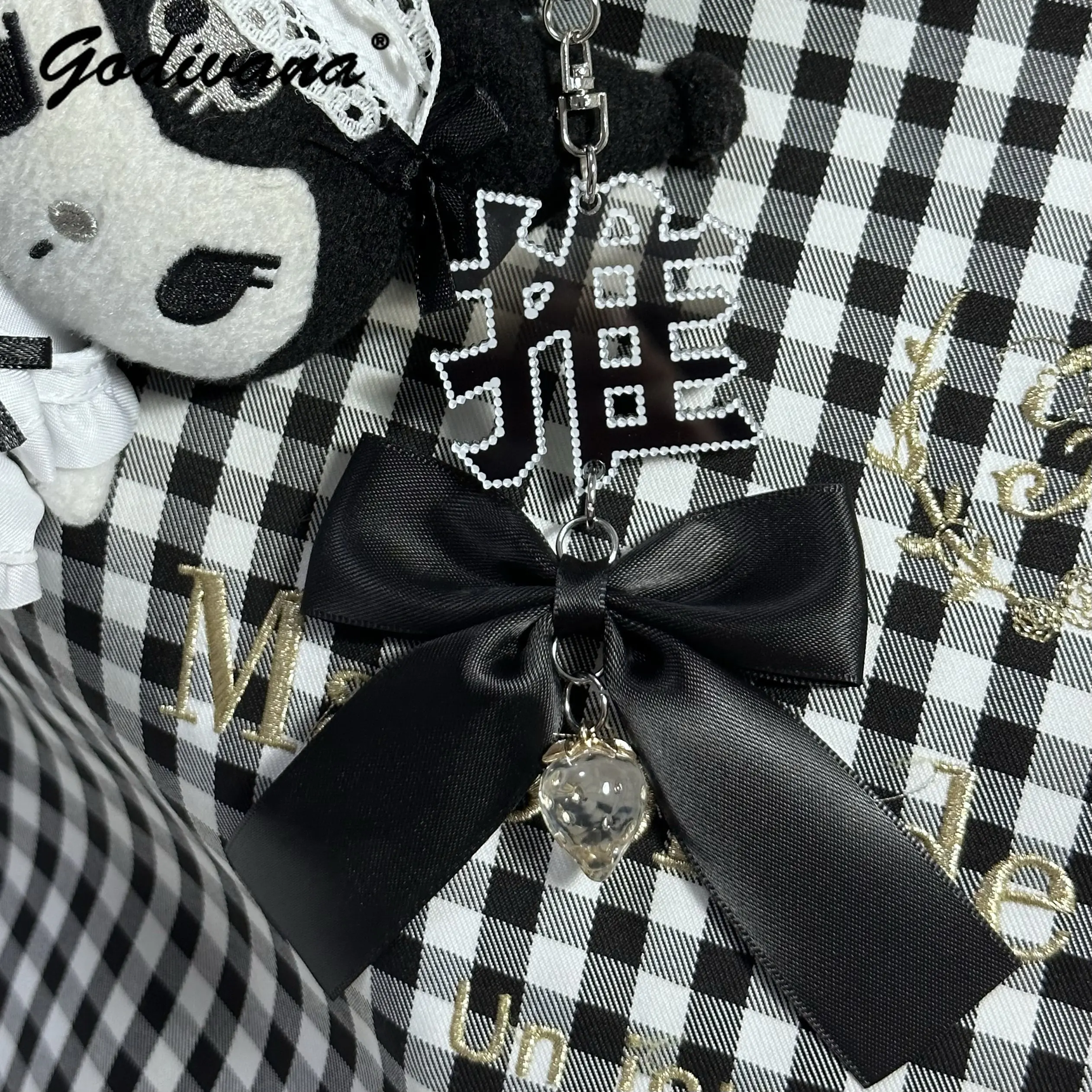 Original Anime Millet Star Support Pain Bag Decoration Bowknot Pendant Students Y2k Acrylic Ribbon Strawberry Keychain Bag Charm