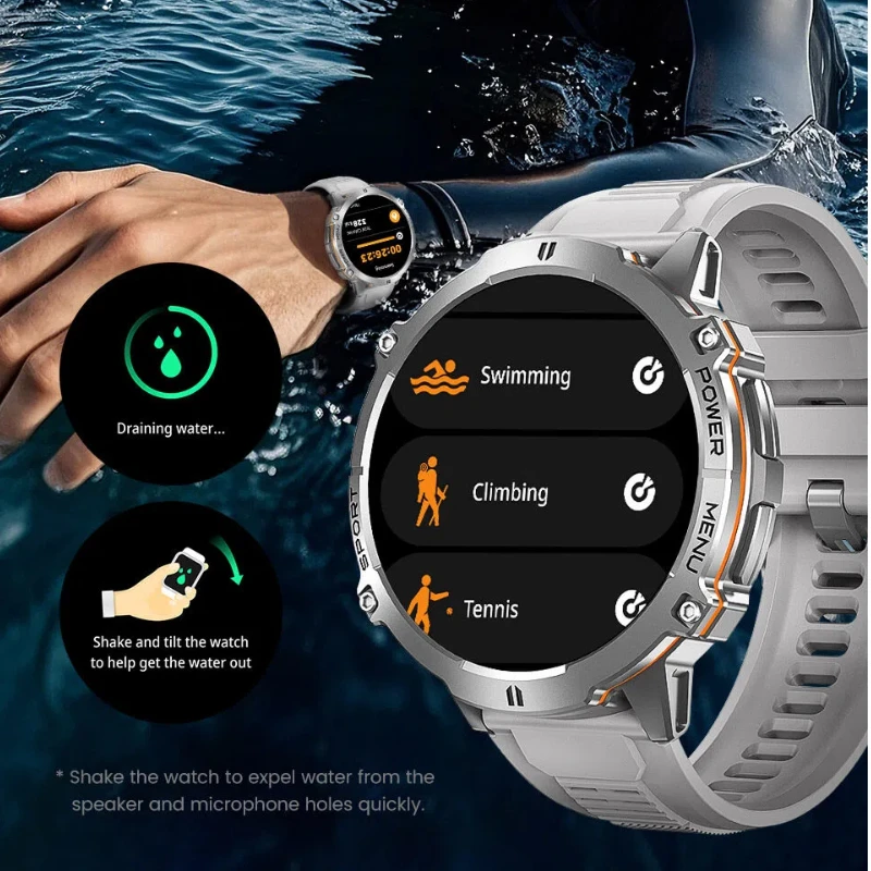 

Smart Watches for Men Bluetooth Call Military Smart Watch Waterproof IP68 with Heart Rate/Blood Oxygen 124 Sports Modes for Swiw