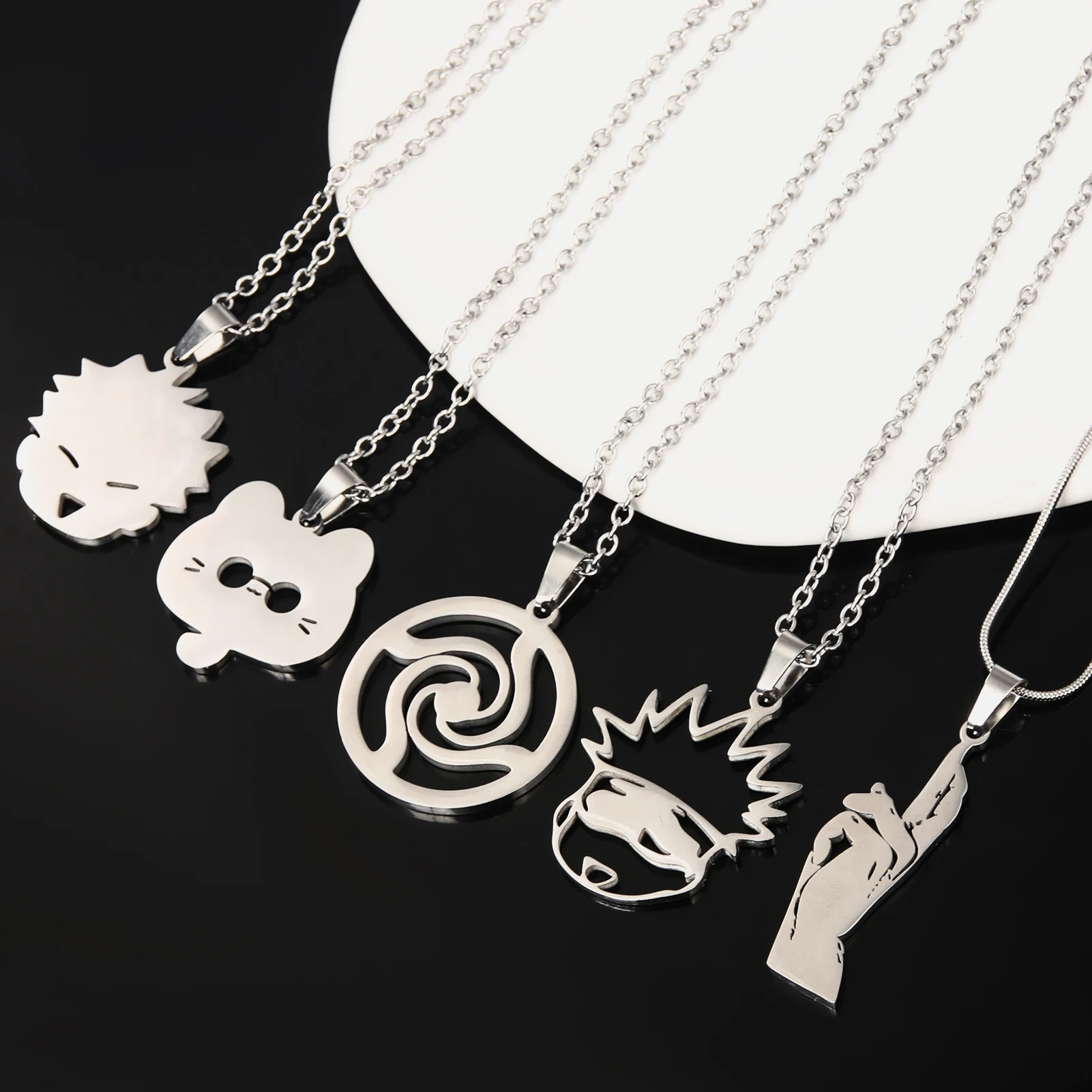 Jujustu Kaissen Neko Gojo Satoru Necklace Geto Suguru Cute Cat Stainless Steel Pendant Anime Kawaii Cosplay Jewelry Fans Gift