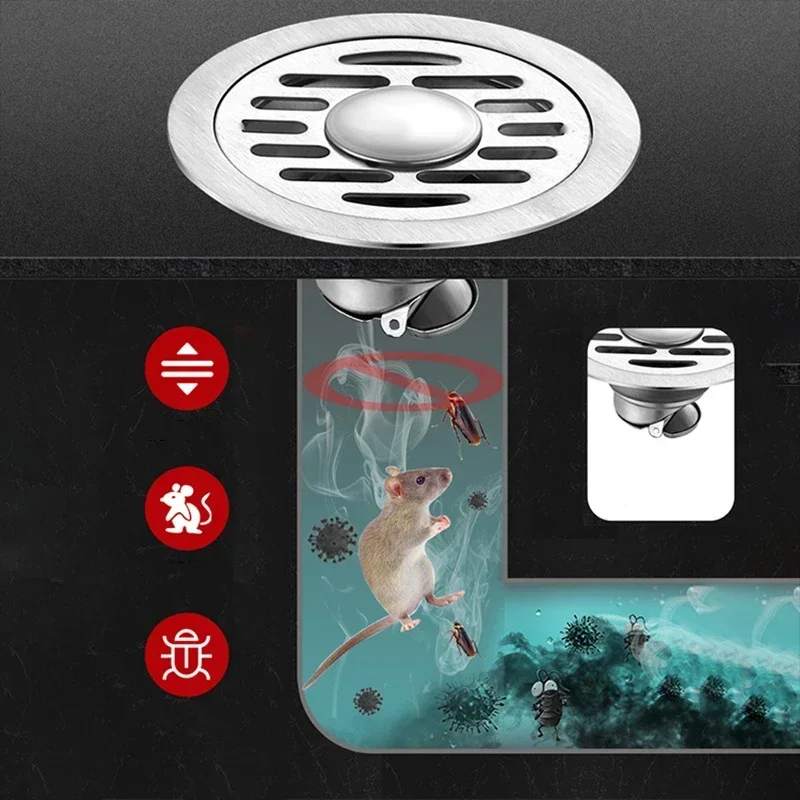 

304 Stainless steel Floor Drains Anti-odor Drainer Shower Strainer Cover Bathtub Ground Leakage Bathroom Hardware Accessories