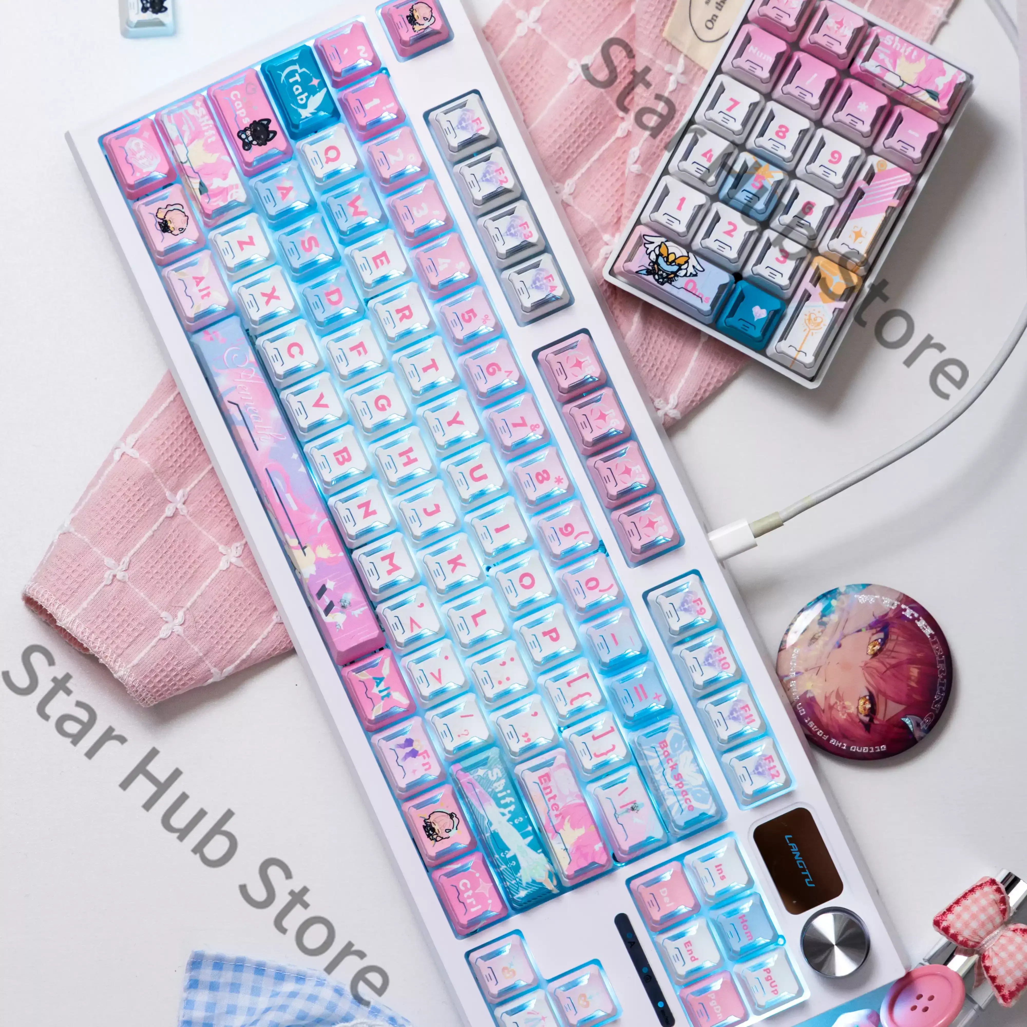 Wuthering Waves ‌Aemeath‌ Cosplay Anime PBT Keyboard Cap Kforce Front Light Transmission Original Keycap Ornament Game Gifts view 4