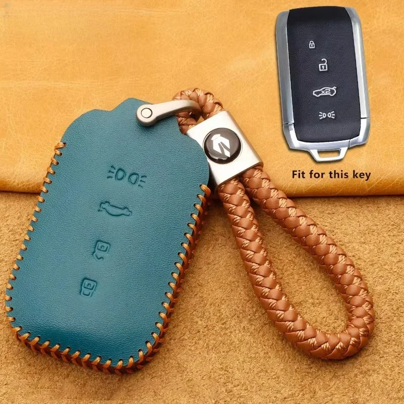 

Leather Car Key Case for Maserati Grecale GT Remote Protection Cover Shell Keychain Housing Ring Holder Fob Interior Accessories