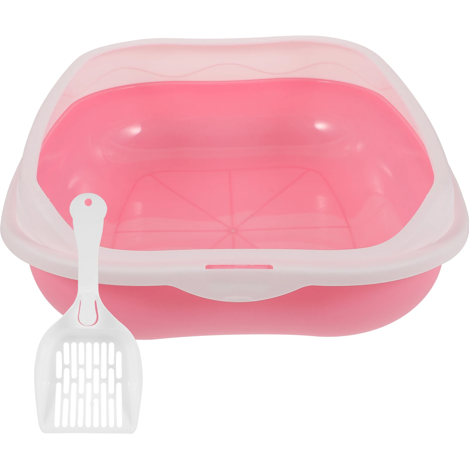 

Cat Litter Box Large Capacity Open Type Kitten Pan Potty Pink Anti Splash Household Pet Supplies Plastic Easy Cleaning Home Use