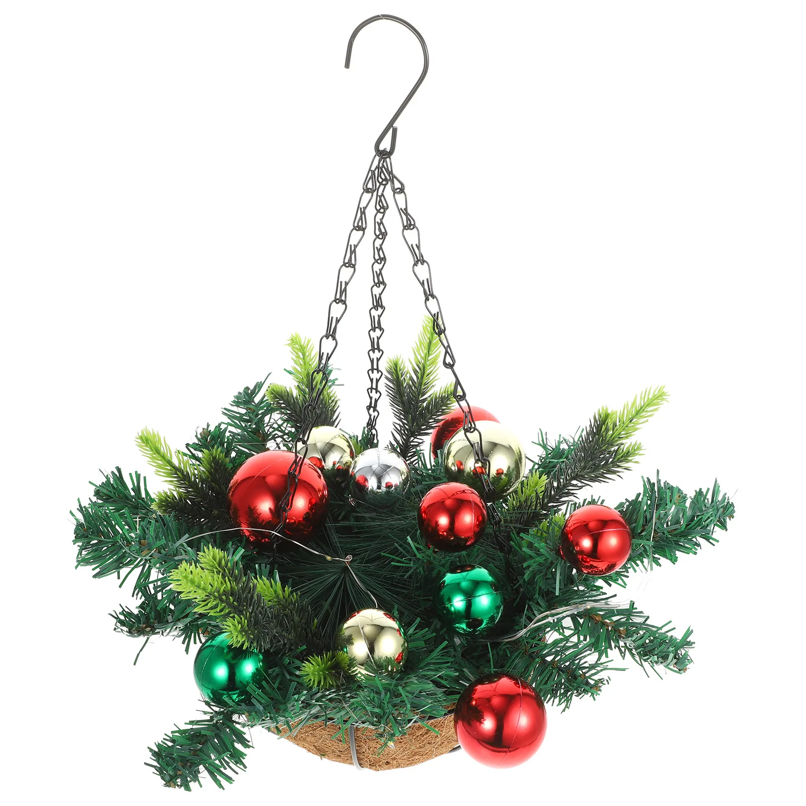 

Glowing Flower Basket Artificial Hanging Baskets Decorate Alloy Leaves Pendants Iron Festival
