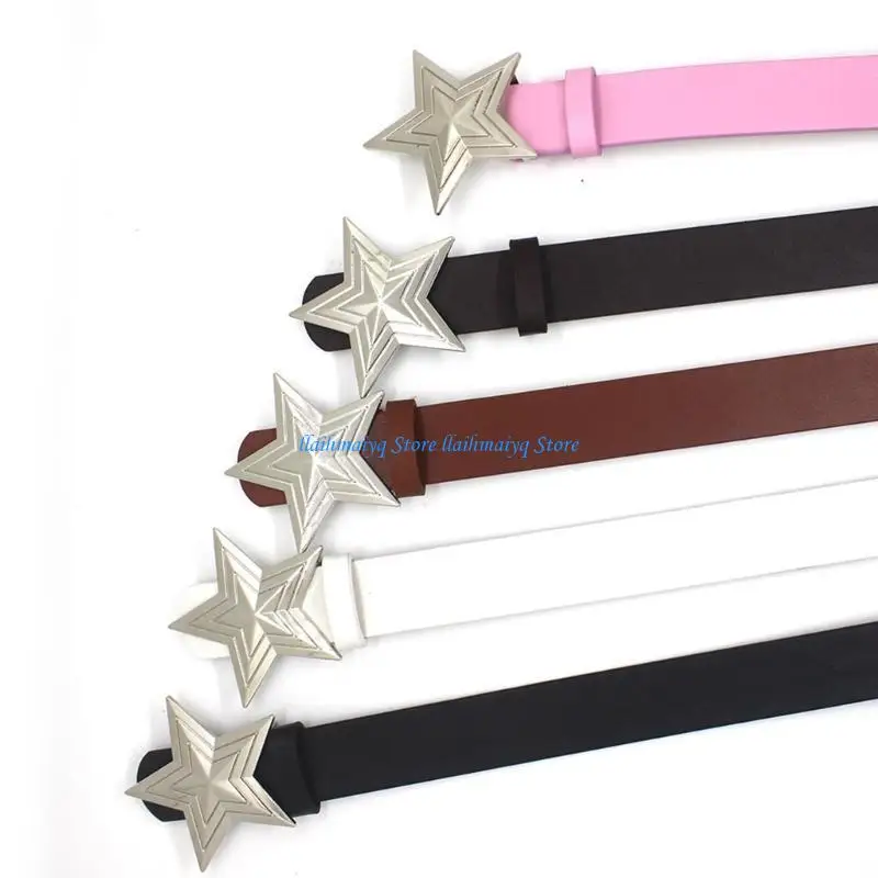 573B حزام خصر رفيع فاخر مع مشبك خماسي لتزيين تنورة الجينز النسائية