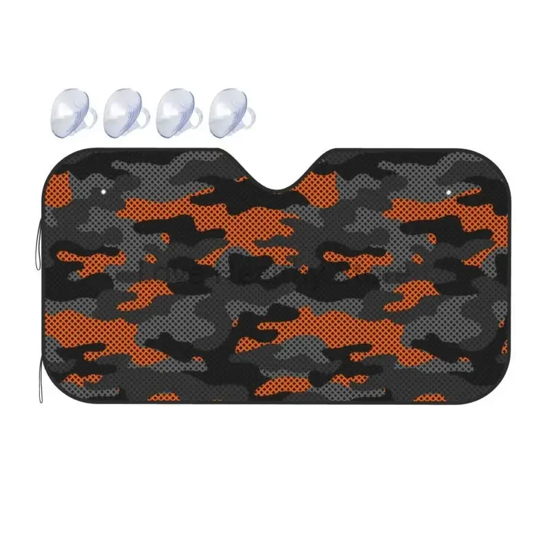 

Black and Orange Camouflage Car Windshield Sunshades Auto Sun Visor Blockers Front Window Sunshade Fit for Sedan Van SUV Truck