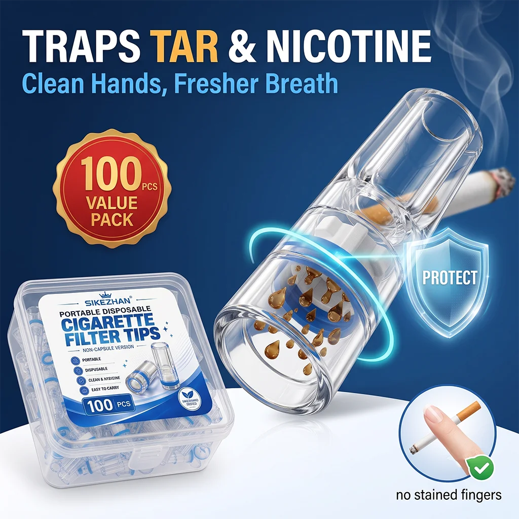 SIKEZHAN 100pcs Disposable Cigarette Filter Tips Micro Filtering Plastic Smoking Mouthpiece Portable Clean Holder Accessories