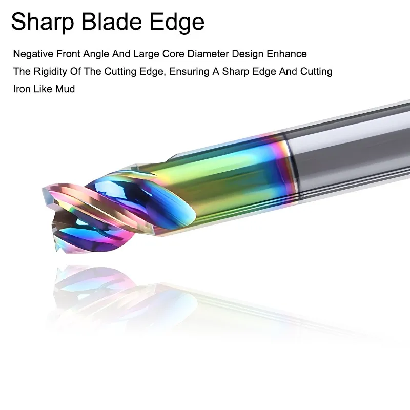 SHAZAM CNC Machining Tools 1.0mm-12.0mm 3-Flute Short Edge Milling Cutter Tungsten Steel Carbide Colorful Coating Flat End Mills