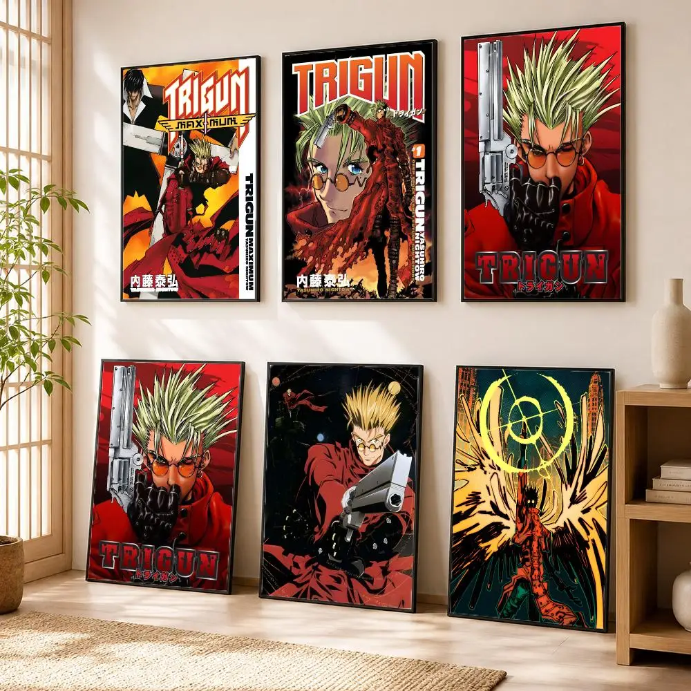 T-Trigun Maximum Poster Stickers HD Painting Self-Adhesive Art for Bedroom Living Room Home Decor Wall Decals Gift