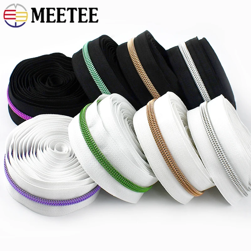 5/10Meters Meetee 3# 5# Nylon Zippers Tapes Coil Zip Tailor Zips Repair Kit DIY Bags Garment Zipper Replace Sewing Accessories