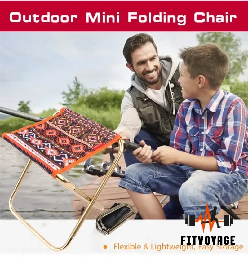 Outdoor folding small stool oxford cloth 7075 aluminum alloy adult mini portable barbecue fishing chair train stool small maza