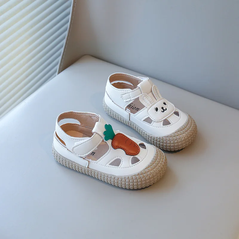 

New Cute Rabbit Little Girl Sandals Summer Hollow Children's Casual Shoes Fashion Soft soled Multi functional FlatShoesAnti slip