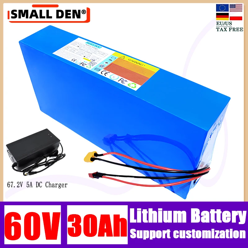 60V 30Ah lithium battery pack 21700 1000-2500W 16S6P high-power electric vehicle scooter motorcycle tricycle + 67.2V 5A charger