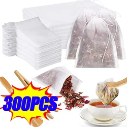 300/100Pcs Tea Bags Non-woven Fabric Filter Bags for Spice Tea Infuser with String Heal Seal Disposable Teabags Empty Tea Bags