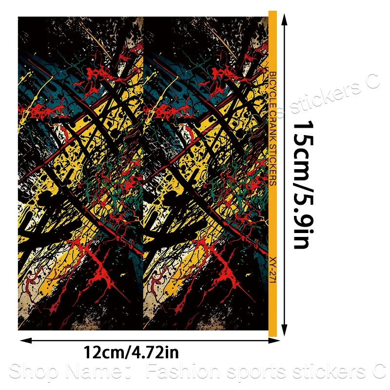 1Pair Abstract Paint Splatter Bicycle Crank Arm Stickers
