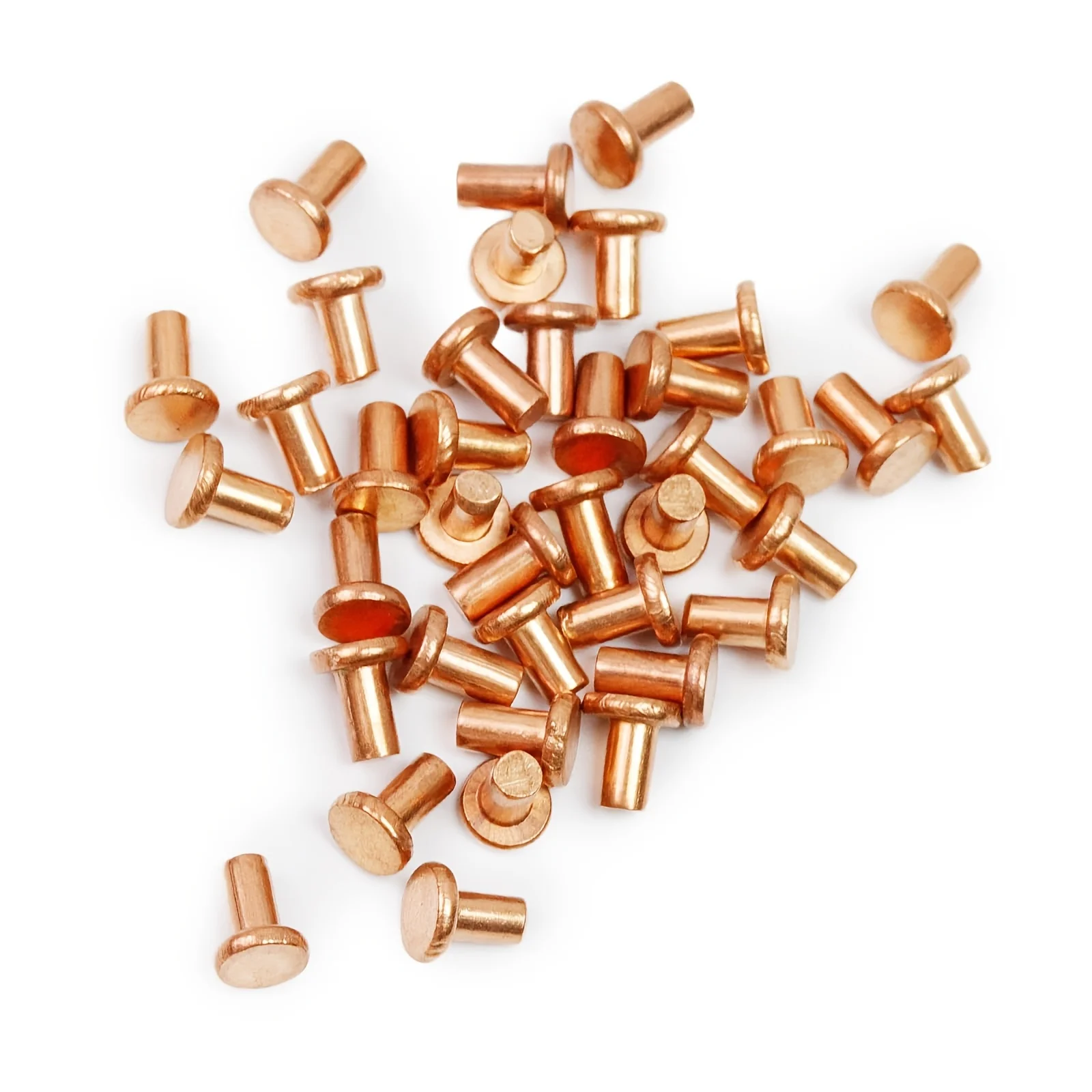 100pcs Copper Solid Rivets, Round Flat Head, 1/8