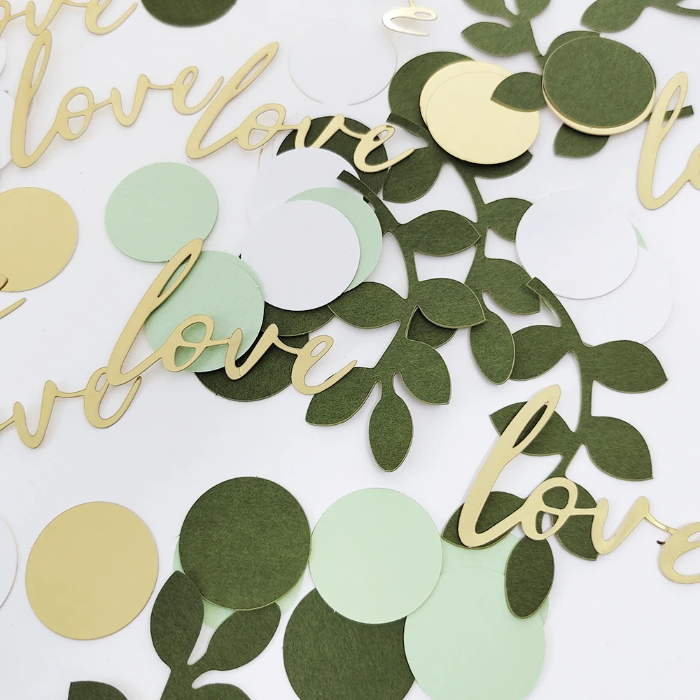 100 Stück Salbei Party Konfetti Liebe runde Blatt Pflanzen Gold Farbe Papier Konfetti DIY Hochzeit Verlobung feier Dekorationen Lieferungen – Detail 6