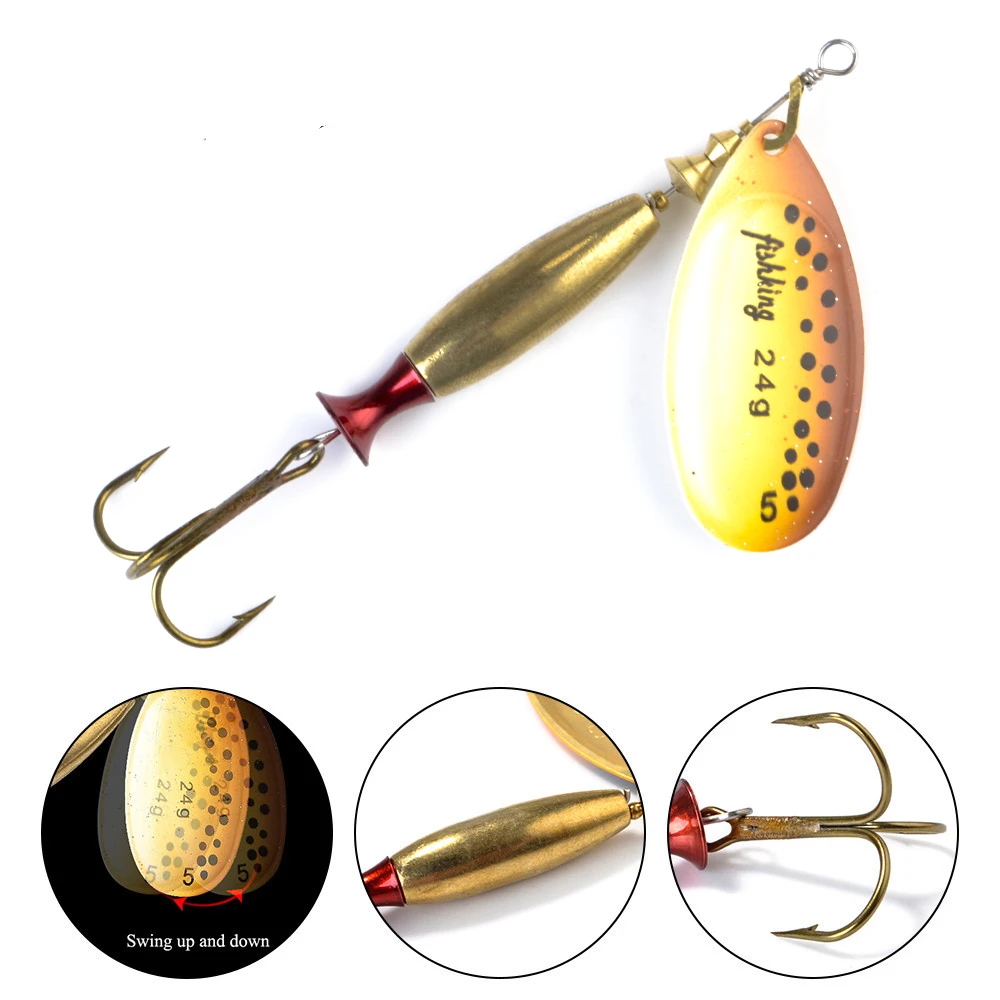 Long Cast Spinner Bait Fishing Lure 4#-18g 5#-24g Rotating Metal Spinbait Spoon Lures pike With Treble Hooks fishing Accessories