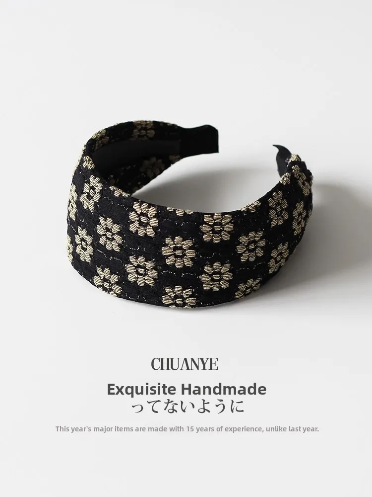faixa-de-cabelo-floral-preta-kawano-estilo-japones-com-borda-larga-para-mulheres-confortavel-nao-aperta-elegante-e-versati
