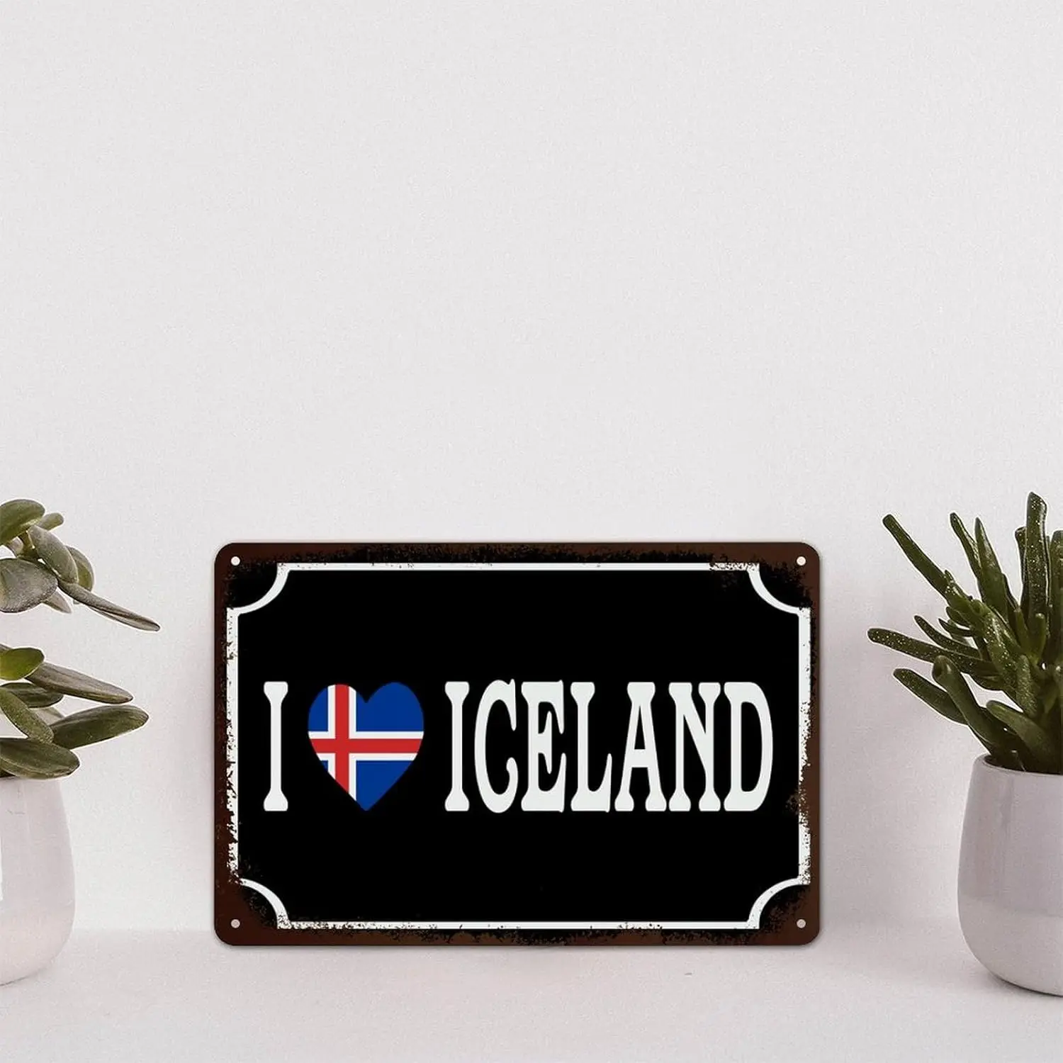 Metal Tin Sign Iceland National Flag Poster Metal Decor Signs I Love Iceland Funny Shabby Metal Sign for Courtyard Garden Bar Co