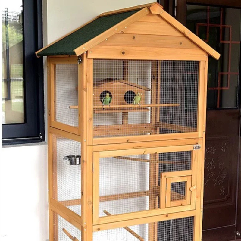 Modern Parrot Bird Cage Wooden Large Outdoor Passaros Bird House Feeder Canarios Maisons Petits Animau Pet Furniture CY50BC