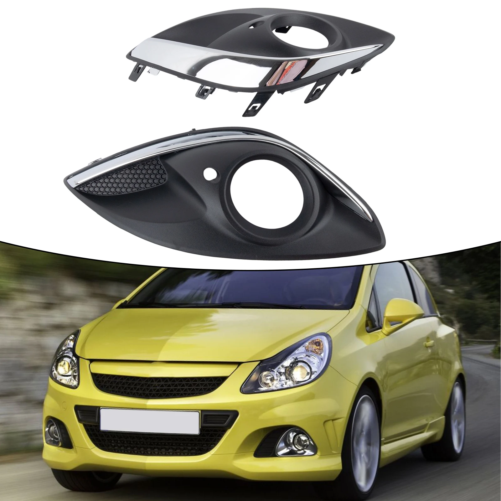 

Car Fog Lamp Frame Black Front Bumper Grill High Universality Compatibility Multi-fitment Option Car Modification