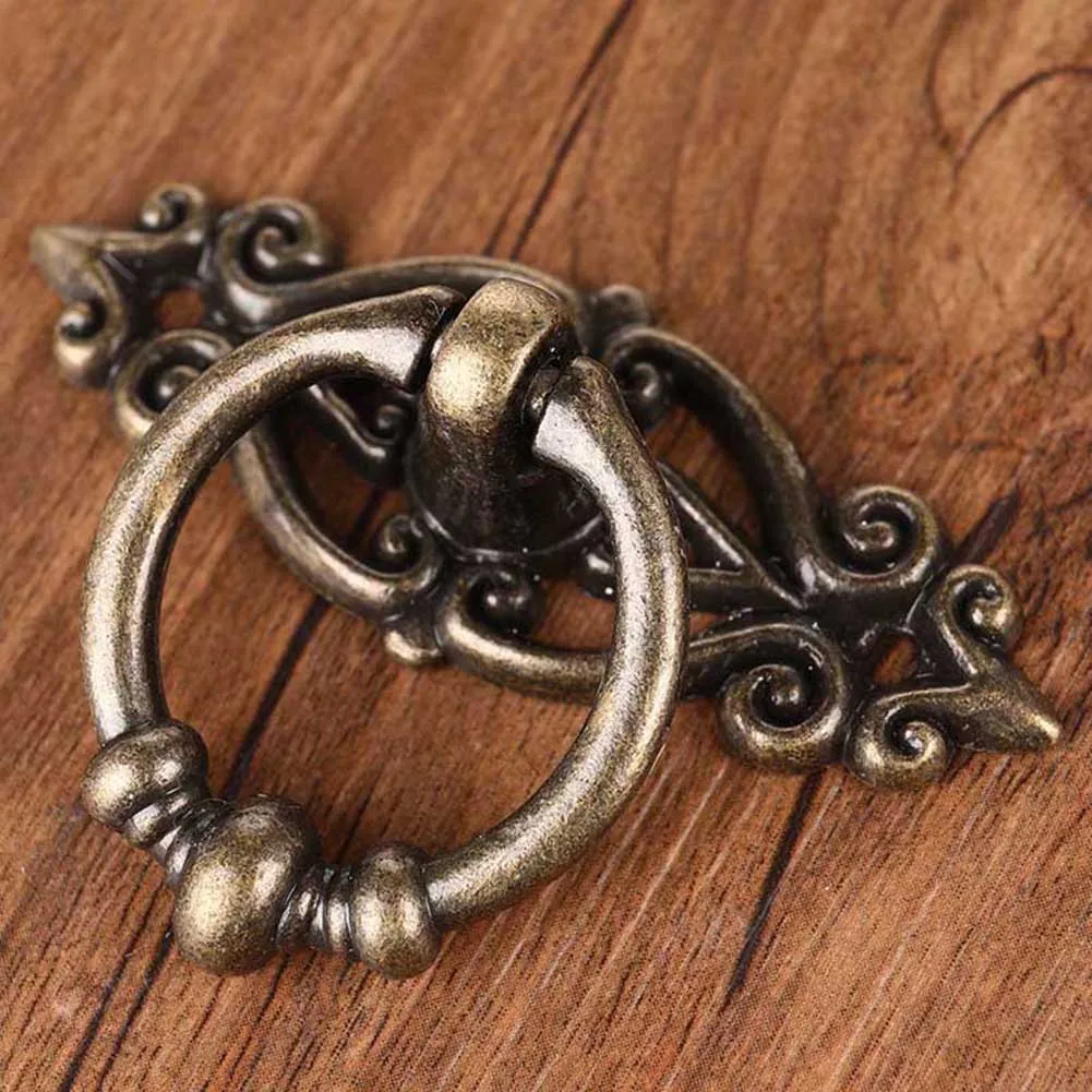 Hardware Antique Alloy Handle Retro Drawer Pull Ring Cabinet Handle Hanging Ring For Kitchen Cabinets Dresser Doors Zinc Alloy