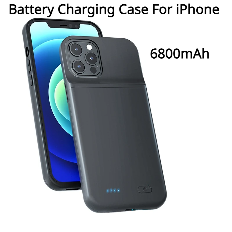 Phone Battery Charging Case For iPhone 15 14 13 12 11 Plus Pro Max Portable Charger Case For iPhone 8 7 6 Plus SE 2020 6800mAh