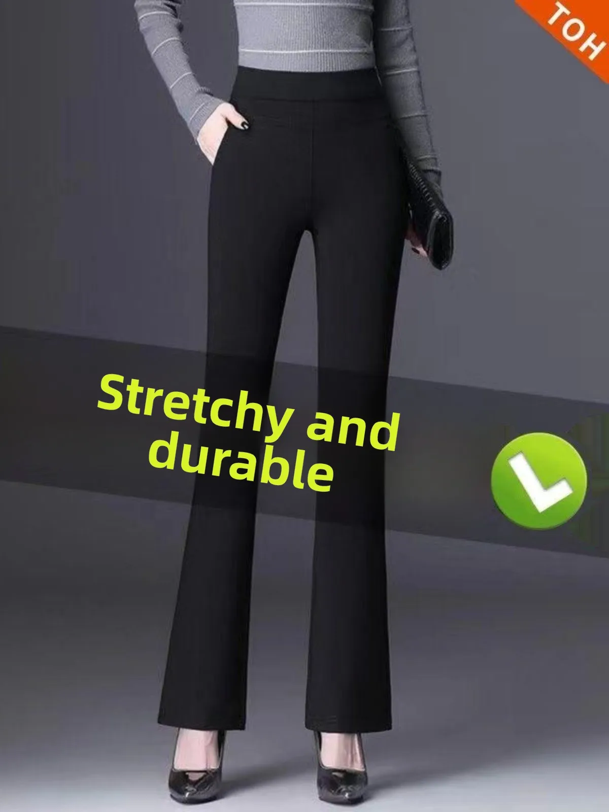 Black Elastic Waist Slimming Mom Pants Casual Trousers Spring 2024 Thin Style Women's Fashion Leggings Bottoming Trousers
