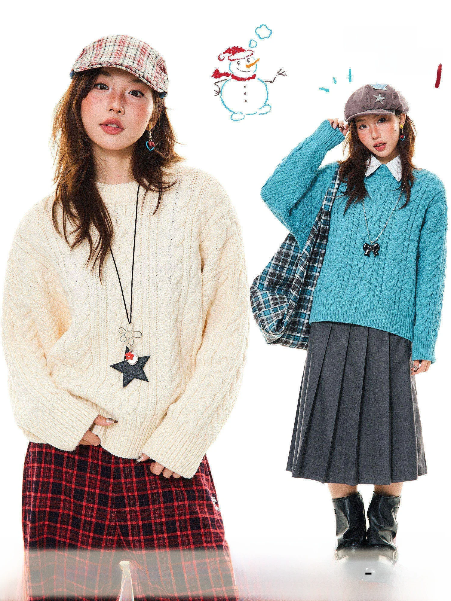 

Young Stage American Sle Lazy Knitted Sweater Women Winter Loose Casual Warm Inner Wear Top Relax Fit Long Sve round Ne