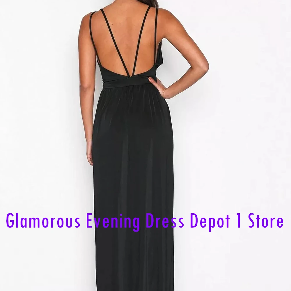 Customized Elegant Off The Shoulder Satin Evening Dresses Modern A-Line Floor Length V-Neck Sleeveless Special Occasion Gowns