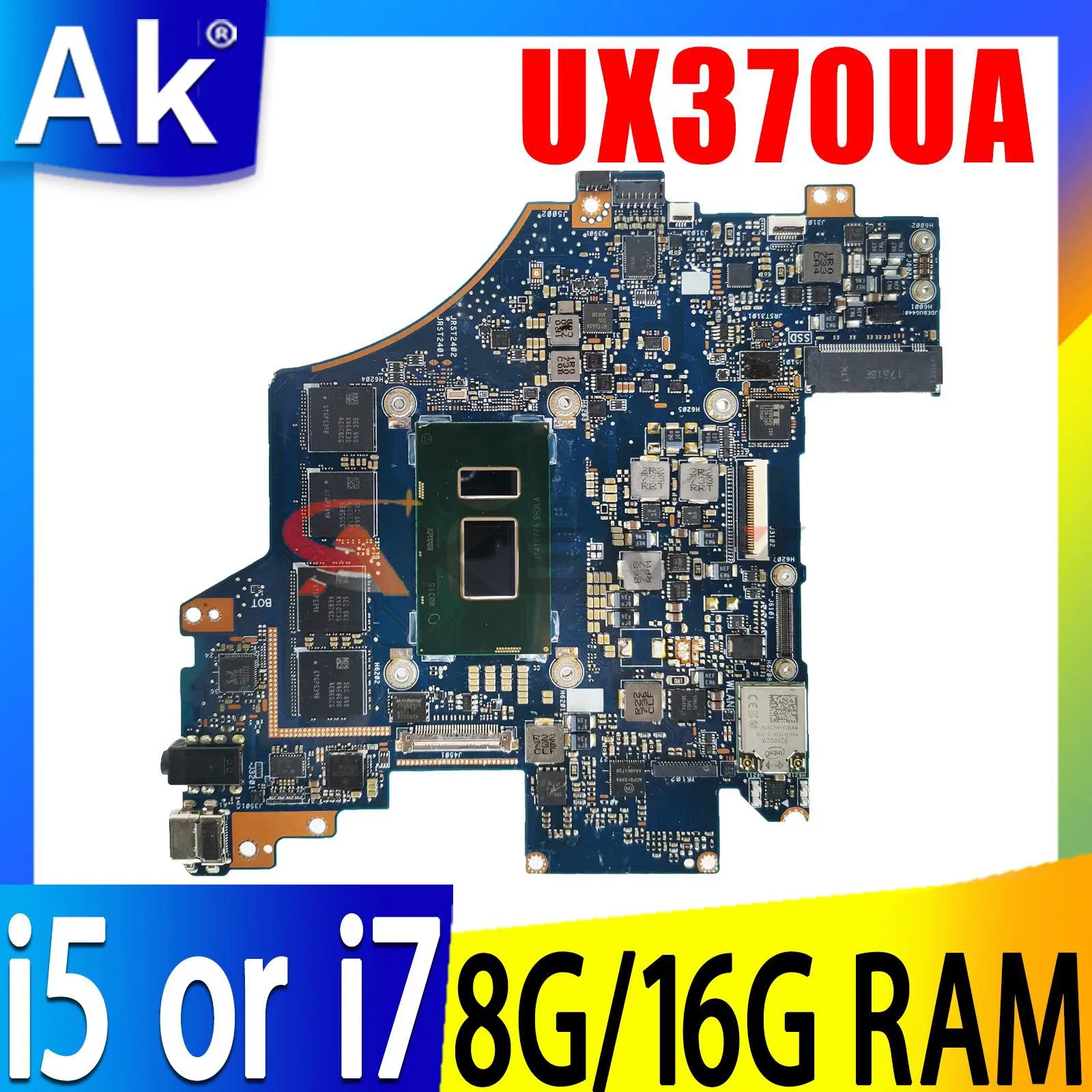 

Shenzhen UX370U Mainboard For ASUS Zenbook Flip S UX370 UX370UAR UX370UAF UX370UA Q325UAR I5 I7 7th or 8th 8/16G