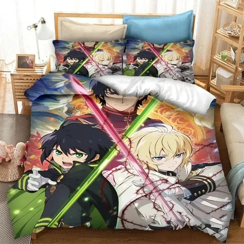 3D Print Anime Seraph of the End Mikaela Hyakuya Bedding Set Boys Girls Twin Queen Size Duvet Cover Pillowcase Bed Kids Adult